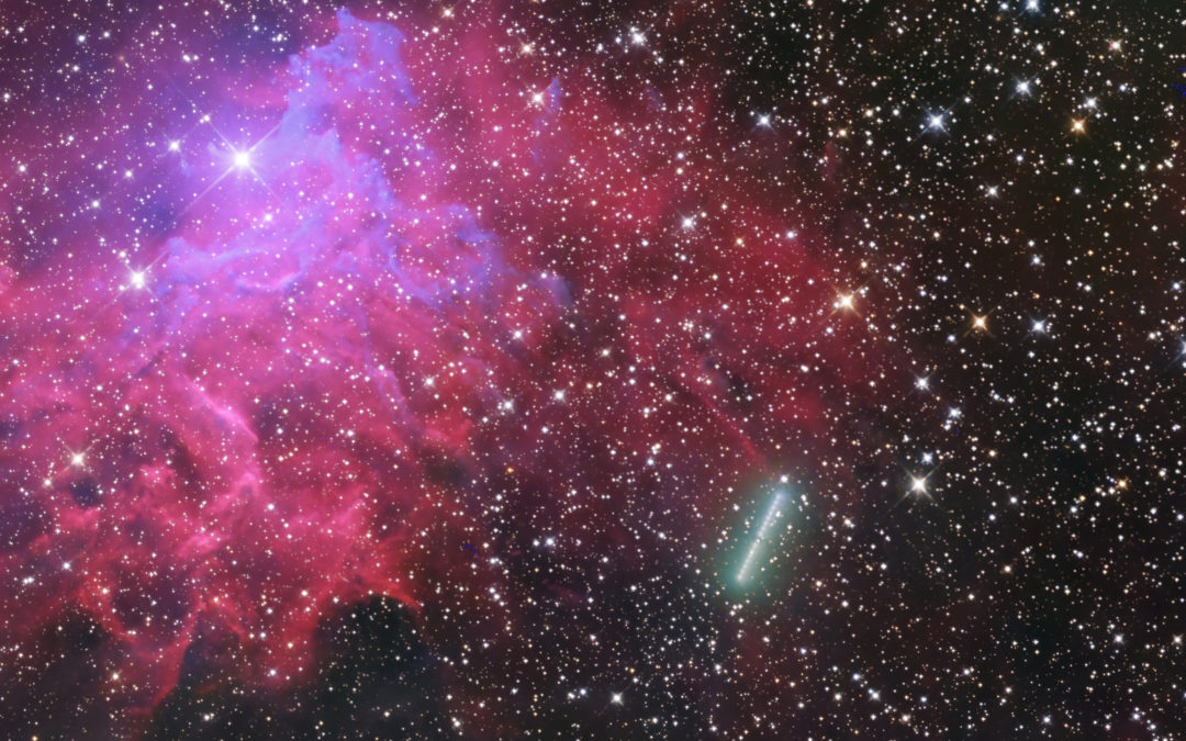 Comet C/2022 U2 (ATLAS) near IC 405 and IC 410